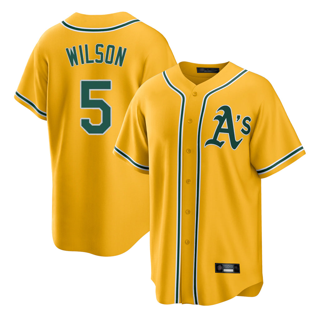 Athletics #5 Jacob Wilson Player Gold Alternate Home Game Gdoa Stitched Jerseys