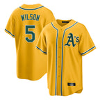 Athletics #5 Jacob Wilson Player Gold Alternate Home Game Gdoa Stitched Jerseys