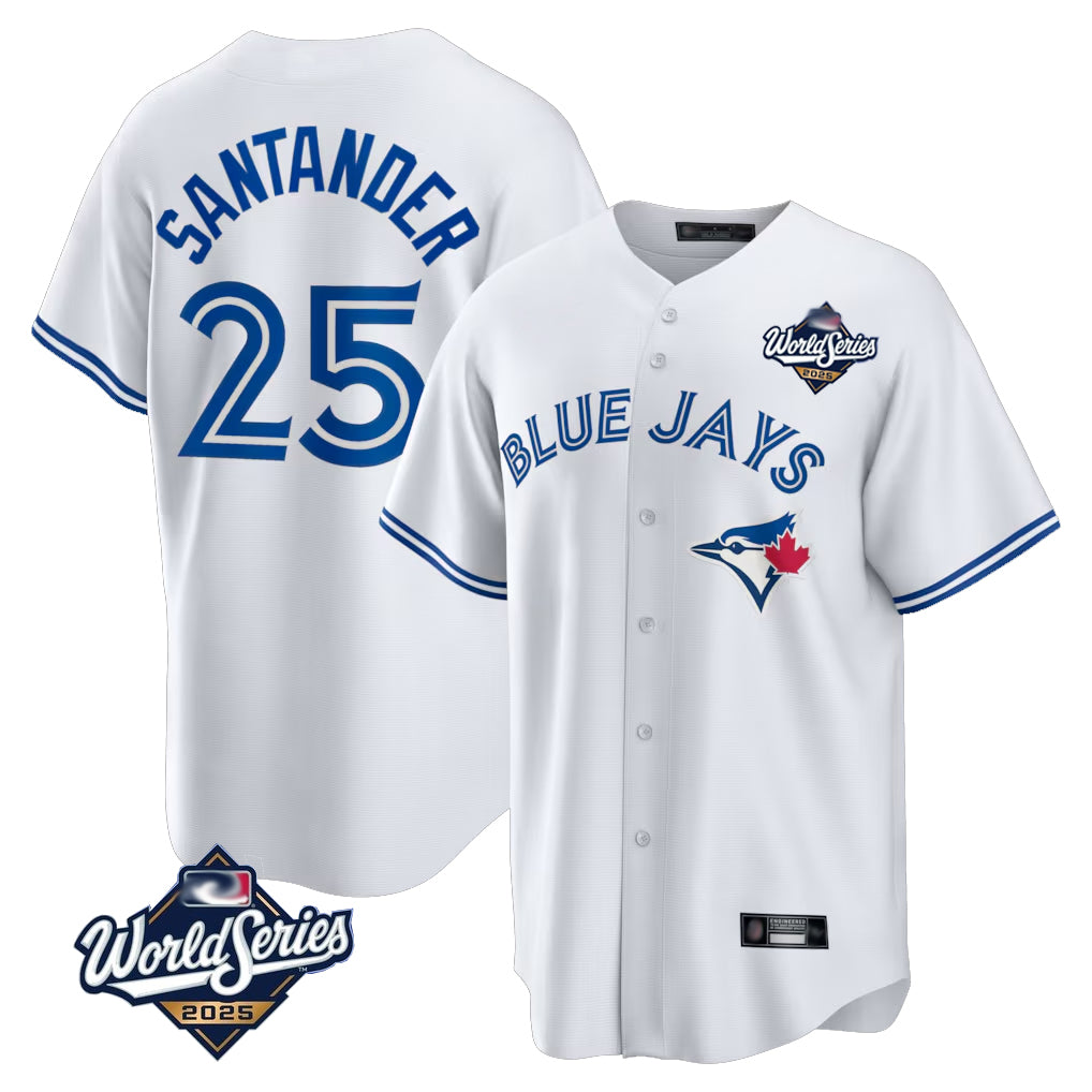 T.Blue Jays #25 Anthony Santander Player White 2025 World Series Game Fdoa Stitched Jerseys