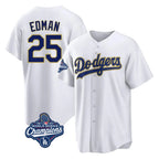 LA.Dodgers #25 Tommy Edman Player Gold White World Series Meet 2026 Collection Stadium Game Fdoa Stitched Jerseys