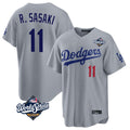 LA.Dodgers #11 Roki Sasaki Player Gray World Series Game Home Fdoa Stitched Jerseys