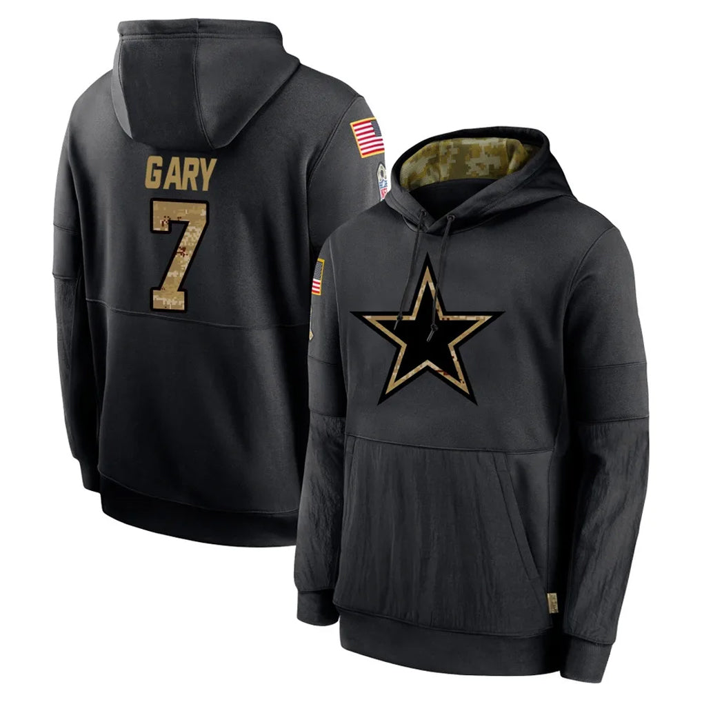 D.Cowboys #7 Rashan Gary Player Black Salute to Service Pullover Hoodies Limited Gdoa Stitched Jerseys