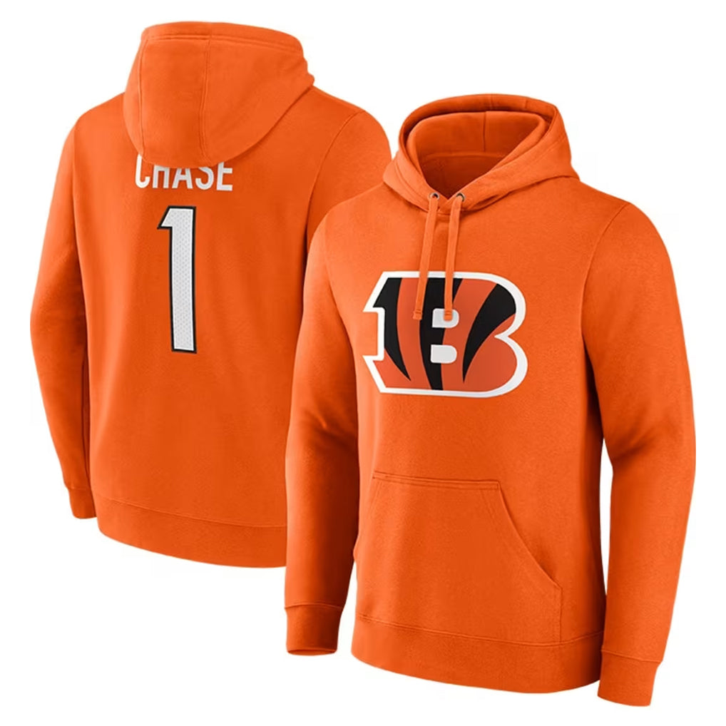 C.Bengals #1 Ja'Marr Chase Player Orange Salute to Service Pullover Hoodie Limited Gdoa Stitched Jerseys