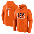 C.Bengals #1 Ja'Marr Chase Player Orange Salute to Service Pullover Hoodie Limited Gdoa Stitched Jerseys
