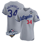 LA.Dodgers #34 Fernando Valenzuela Player Gray World Series Limited Elite Home Fdoa Stitched Jerseys