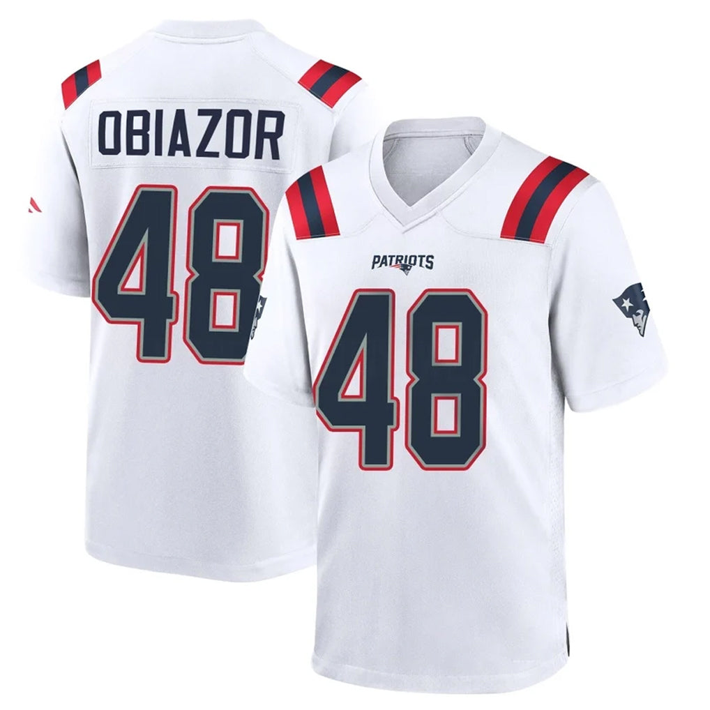 NE.Patriots #48 Namdi Obiazor Player White Home Game Gdoa Stitched Jerseys