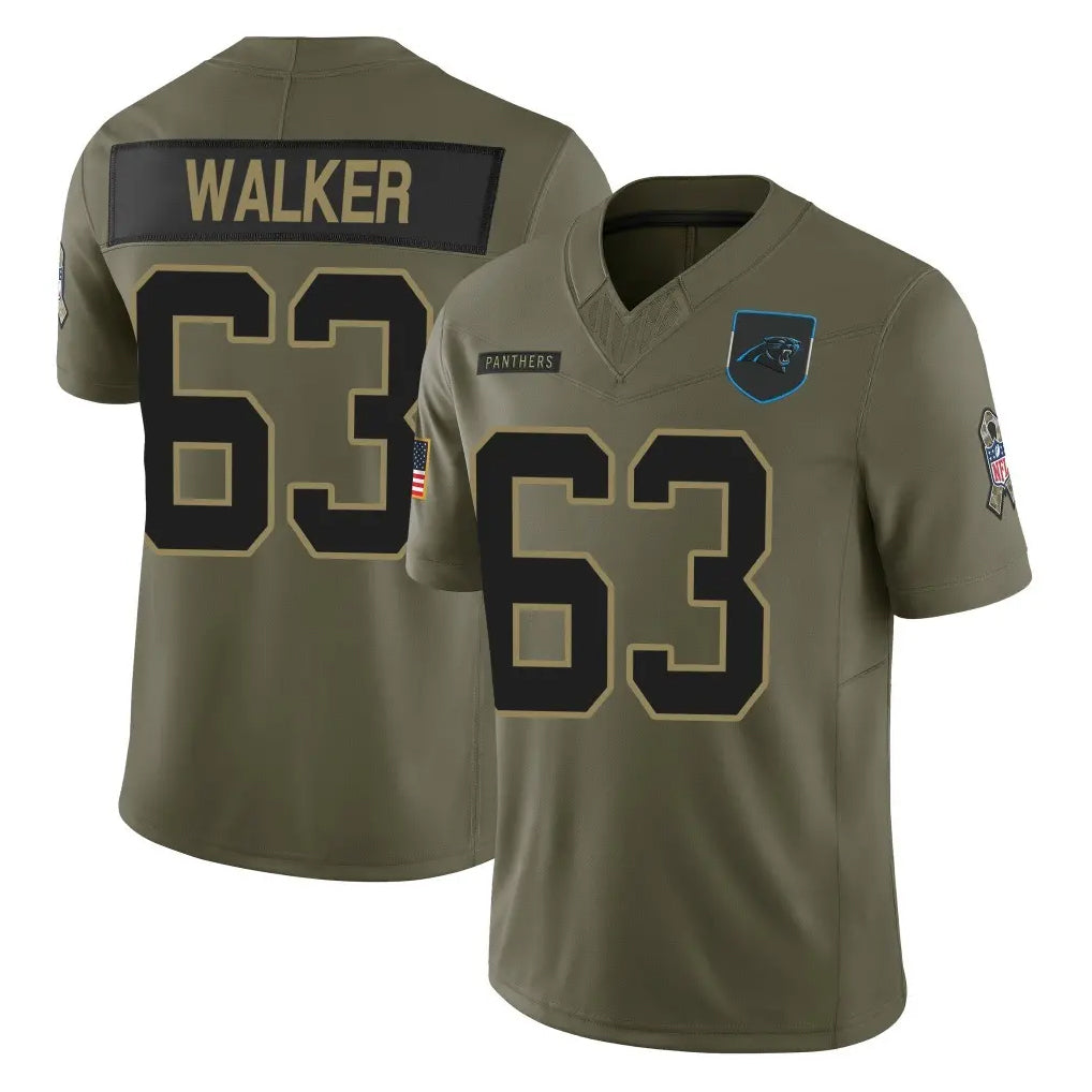 C.Panthers #63 Rasheed Walker Player Olive 2025 Salute to Service Limited Game Gdoa Stitched Jerseys
