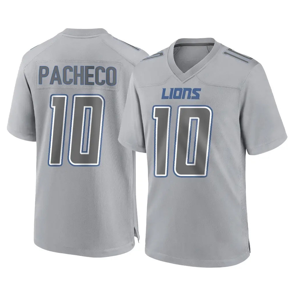 D.Lions #10 Isiah Pacheco Player Gray Atmosphere Fashion Home Game Gdoa Stitched Jerseys