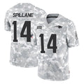 NE.Patriots #14 Robert Spillane Player Arctic Camo Salute To Service Limited Game Gdoa Stitched Jerseys