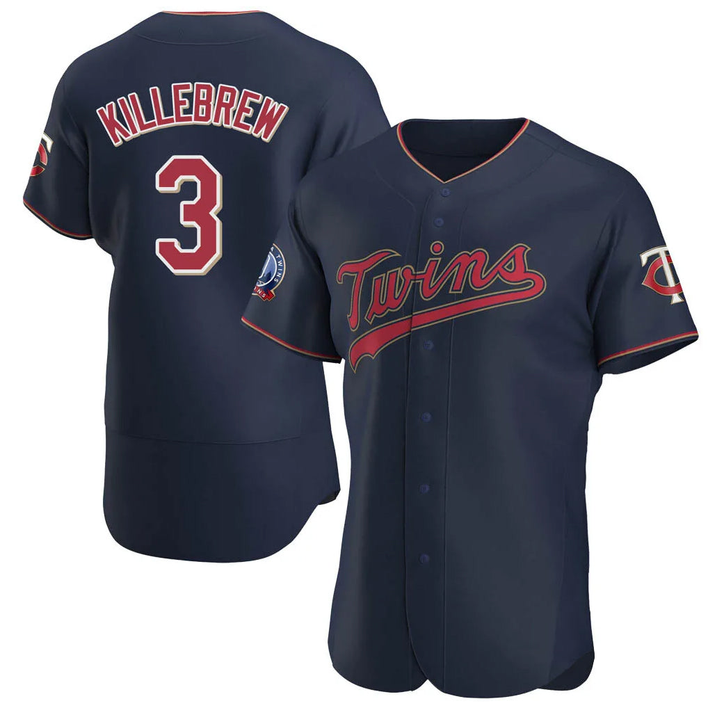 M.Twins #3 Harmon Killebrew Player Navy 60th Home Limited Elite Fdoa Stitched Jerseys