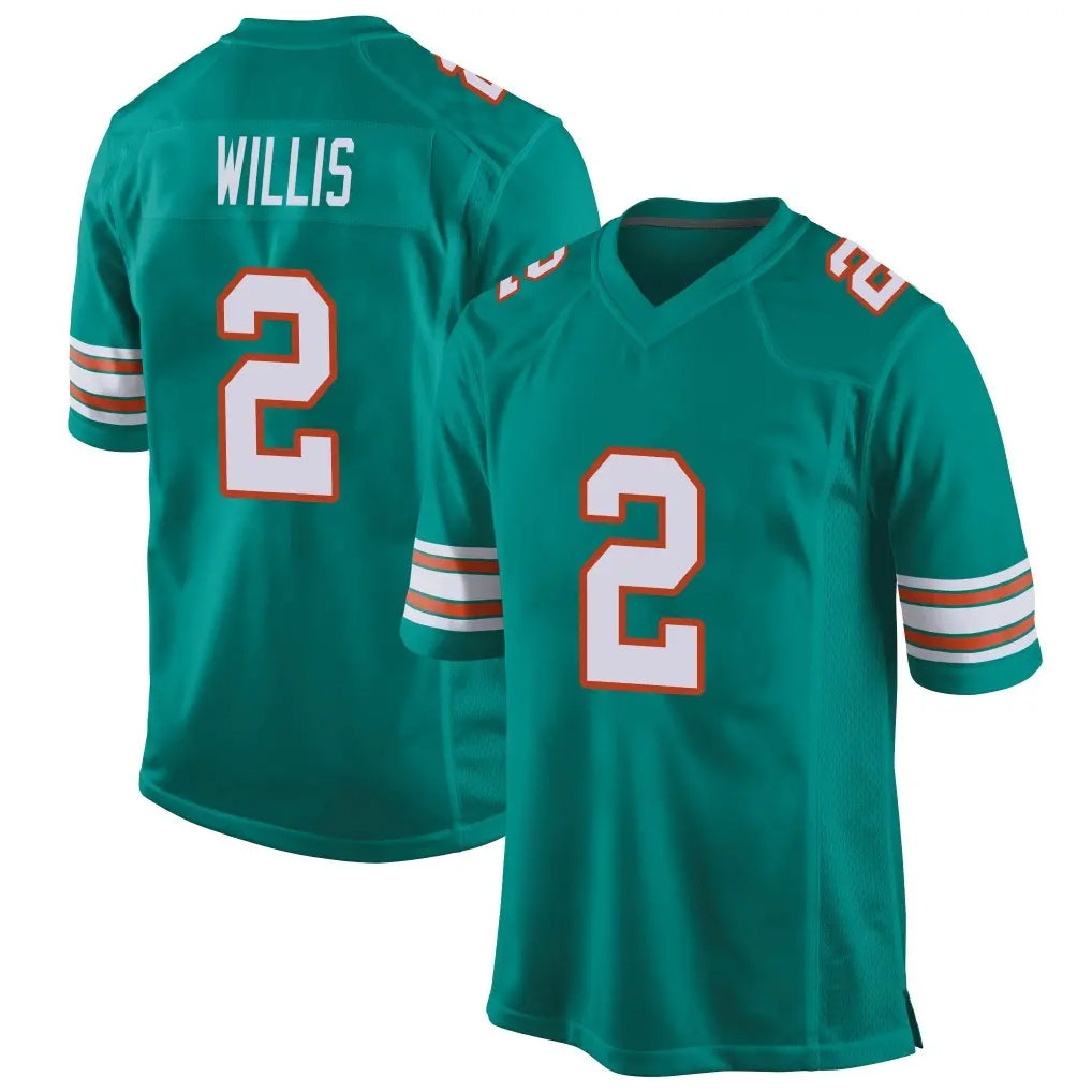 M.Dolphins #2 Malik Willis Player Aqua Alternate Home Game Gdoa Stitched Jerseys