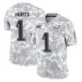 P.Eagles #1 Jalen Hurts Player Arctic Camo Salute to Service Limited Game Gdoa Stitched Jerseys