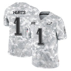 P.Eagles #1 Jalen Hurts Player Arctic Camo Salute to Service Limited Game Gdoa Stitched Jerseys