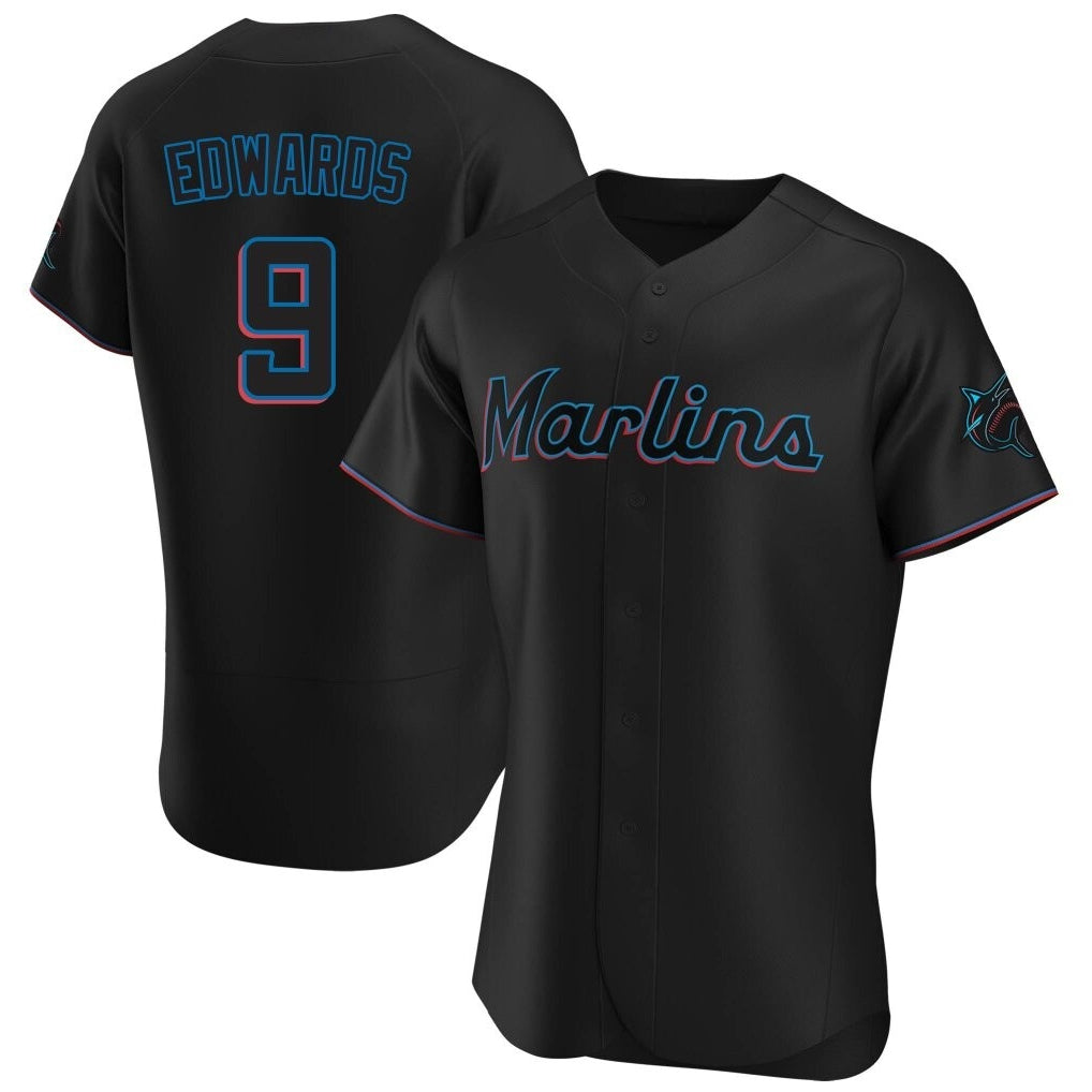 M.Marlins #9 Xavier Edwards Player Black Home Limited Elite Fdoa Stitched Jerseys