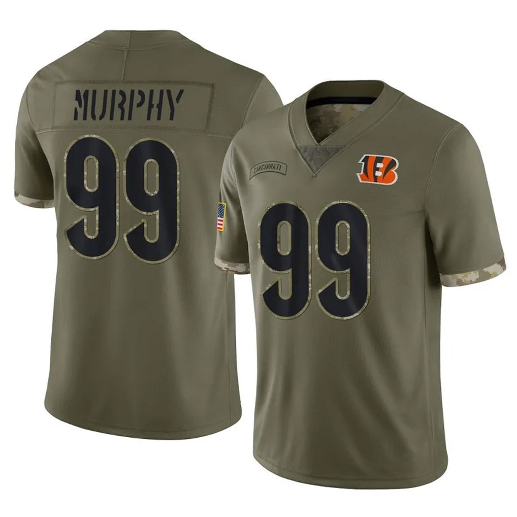 C.Bengals #99 Myles Murphy Player Olive Salute to Service Limited Game Gdoa Stitched Jerseys