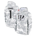 C.Bengals #1 Ja'Marr Chase Player Arctic Camo Salute to Service Pullover Hoodie Limited Gdoa Stitched Jerseys