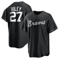 A.Braves #27 Austin Riley Player Black&White Replica Stitched Jerseys