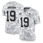 NO.Saints #19 Barion Brown Player Arctic Camo Salute To Service Limited Game Gdoa Stitched Jerseys