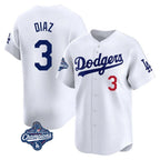 LA.Dodgers #3 Edwin D¨ªaz Player White World Series Meet Limited Home Fdoa Stitched Jerseys