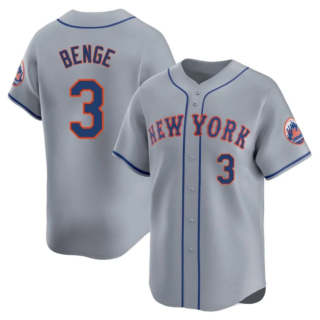 NY.Mets #3 Carson Benge Player Gray Road Limited Home Fdoa Stitched Jerseys