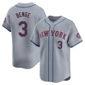 NY.Mets #3 Carson Benge Player Gray Road Limited Home Fdoa Stitched Jerseys