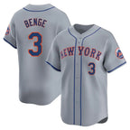 NY.Mets #3 Carson Benge Player Gray Road Limited Home Fdoa Stitched Jerseys