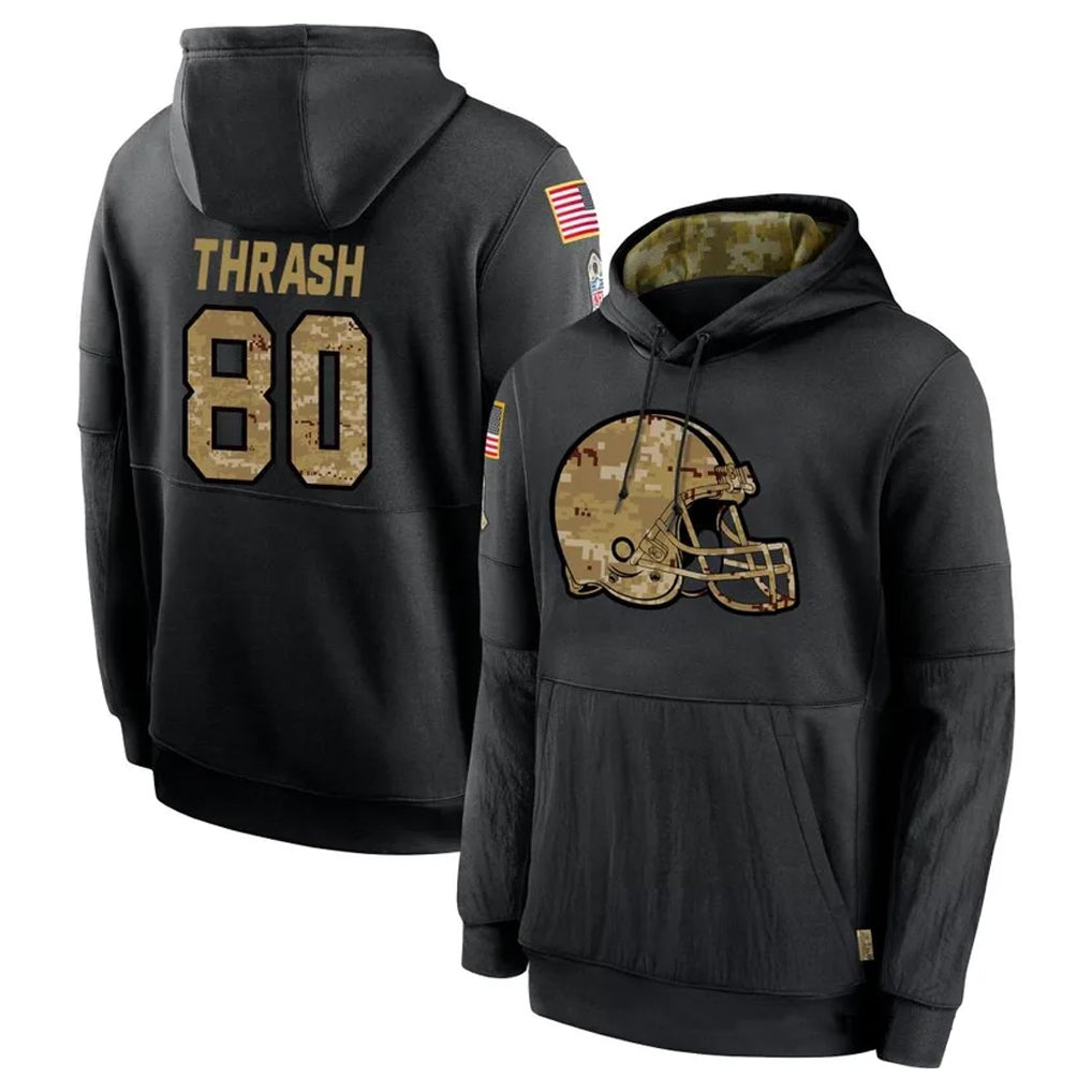 C.Browns #80 Jamari Thrash Player Black Salute to Service Pullover Hoodies Limited Gdoa Stitched Jerseys