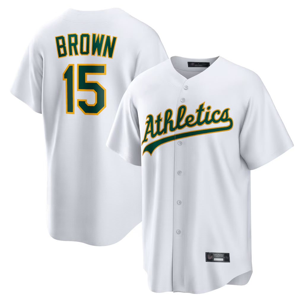Athletics #15 Seth Brown Player White Home Game Gdoa Stitched Jerseys