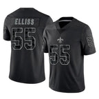 NO.Saints #55 Kaden Elliss Player Black Limited Reflective Home Game Gdoa Stitched Jerseys