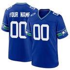 Custom S.Seahawks Royal Throwback Home Game Any Name & Numbers Gdoa Stitched Jerseys