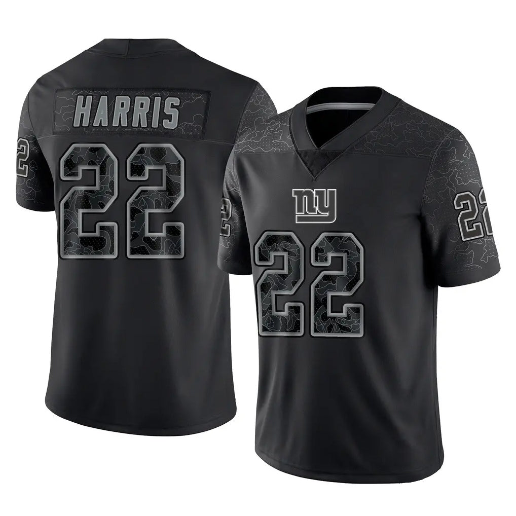 NY.Giants #22 Najee Harris Player Black Limited Reflective Home Game Gdoa Stitched Jerseys