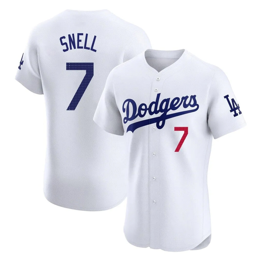 LA.Dodgers #7 Blake Snell Player White Limited Elite Home Fdoa Stitched Jerseys