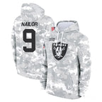 LV.Raiders #9 Jalen Nailor Player Arctic Camo Salute to Service Hoodies Limited Game Gdoa Stitched Jerseys