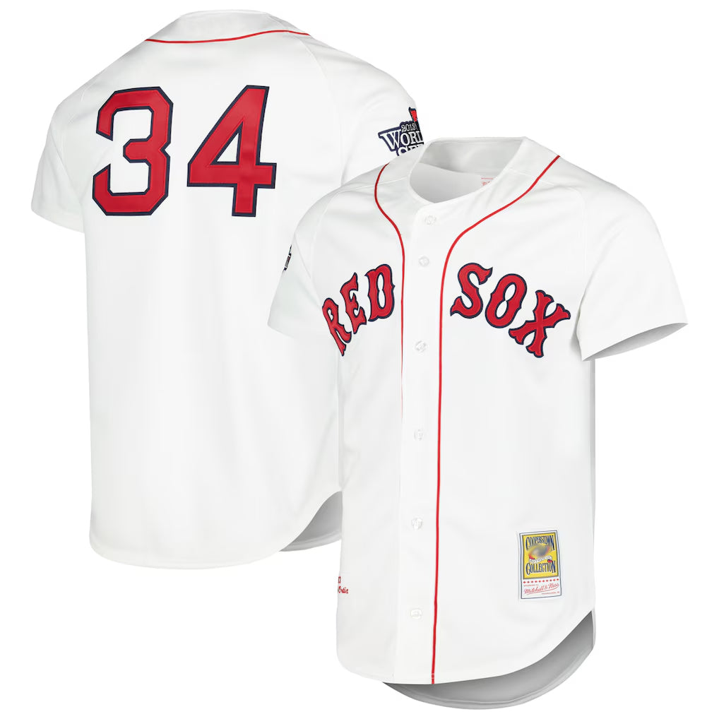 B.Red Sox #34 David Ortiz Player White Mitchell & Ness Cooperstown Collection Mesh Home Gdoa Stitched Jerseys