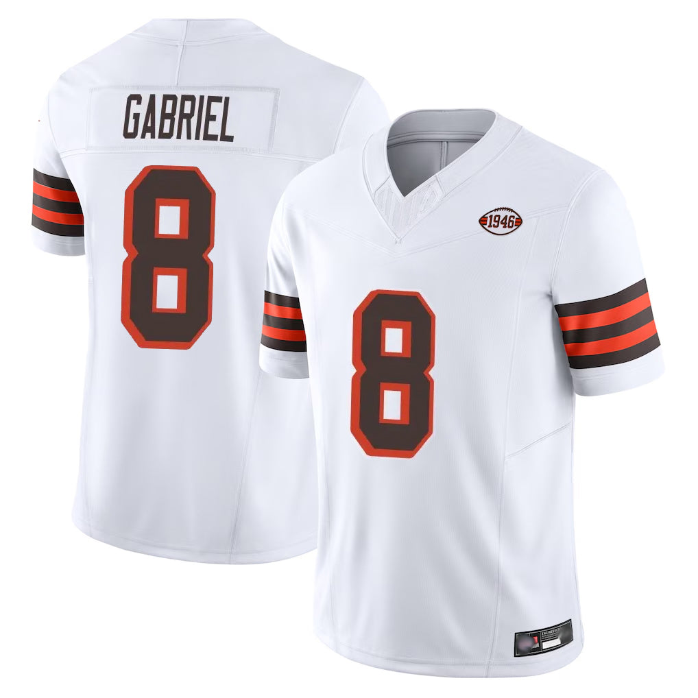 C.Browns #8 Dillon Gabriel Player White Limited Vapor F.U.S.E. Alternate Game Gdoa Stitched Jerseys