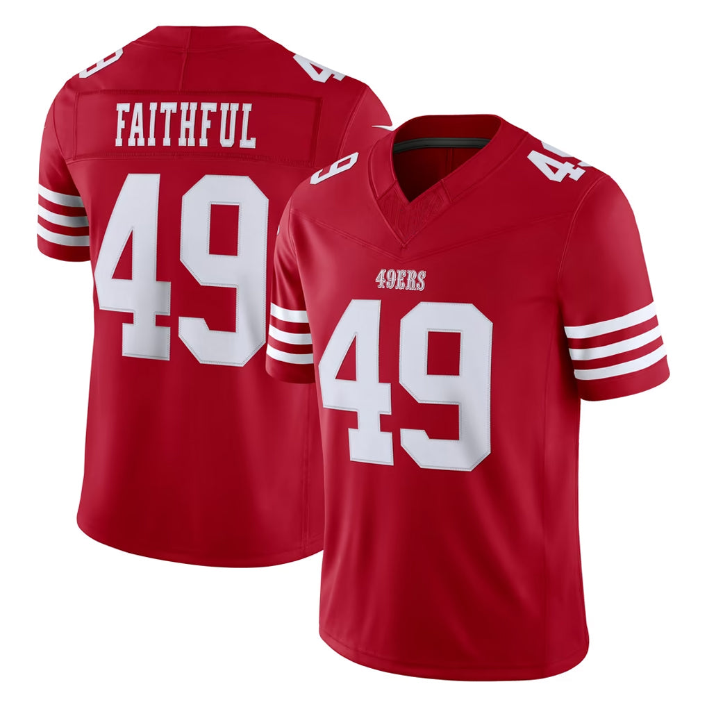 SF.49ers #49 The Faithful Player Red Limited Vapor F.U.S.E. Home Game Gdoa Stitched Jerseys