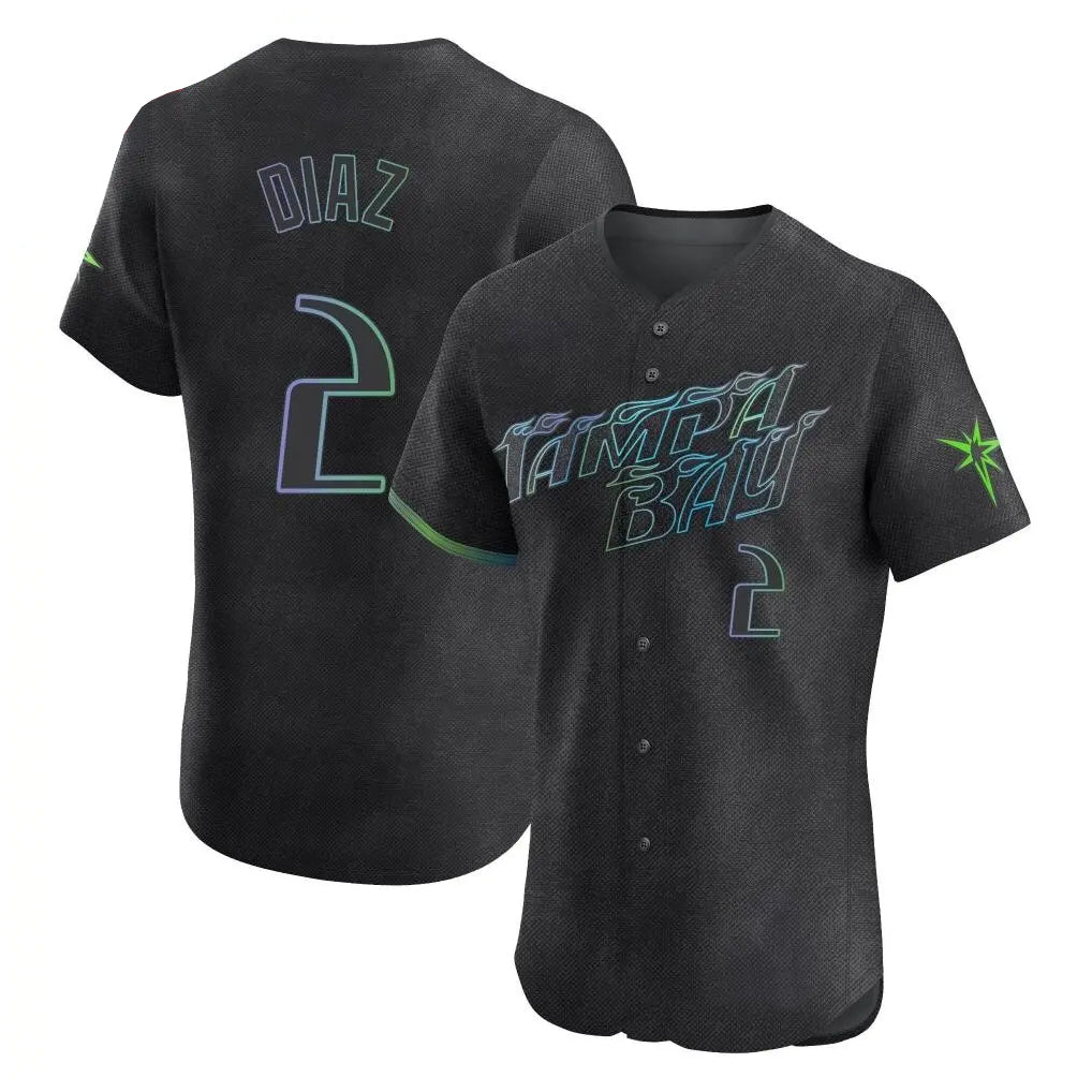 T.Bay Rays #2 Yandy Diaz Player Black City Connect Home Limited Elite Fdoa Stitched Jerseys