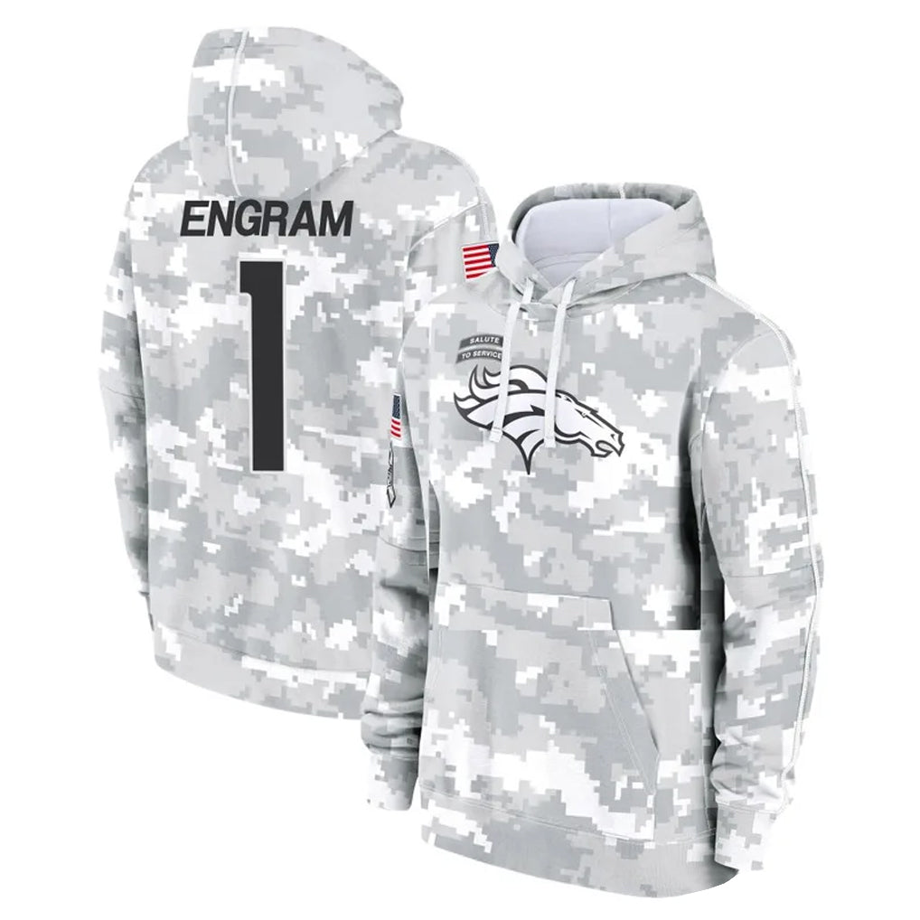D.Broncos #1 Evan Engram Player Arctic Camo Salute to Service Hoodies Limited Game Gdoa Stitched Jerseys