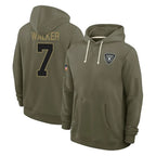 LV.Raiders #7 Quay Walker Player Olive Salute to Service Pullover Hoodies Limited Gdoa Stitched Jerseys