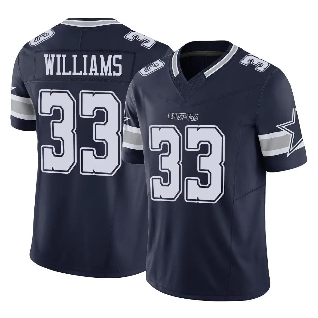 D.Cowboys #33 Javonte Williams Player Navy Limited Vapor F.U.S.E. Home Game Gdoa Stitched Jerseys