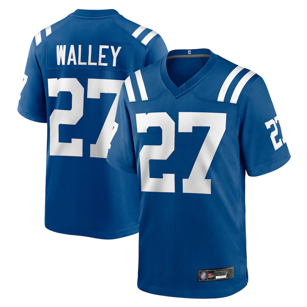 IN.Colts #27 Justin Walley Player Royal Home Game Gdoa Stitched Jerseys