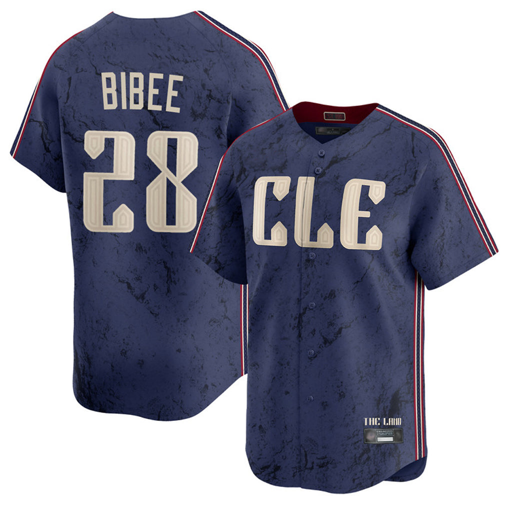 C.Guardians #28 Tanner Bibee Player Navy City Connect Limited Home Gdoa Stitched Jerseys