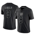 NY.Giants #9 Lsaiah Likely Player Black Limited Reflective Home Game Gdoa Stitched Jerseys