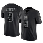 NY.Giants #9 Lsaiah Likely Player Black Limited Reflective Home Game Gdoa Stitched Jerseys