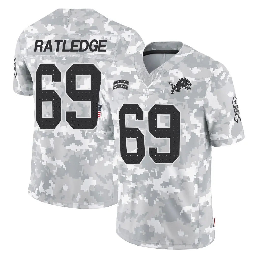 D.Lions #69 Tate Ratledge Player Arctic Camo Salute To Service Limited Gdoa Stitched Jerseys