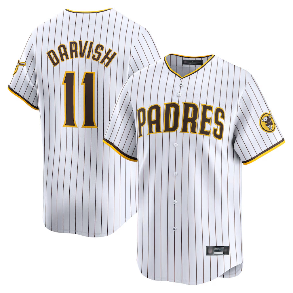 S.Diego Padres #11 Yu Darvish Player White Home Limited Fdoa Stitched Jerseys
