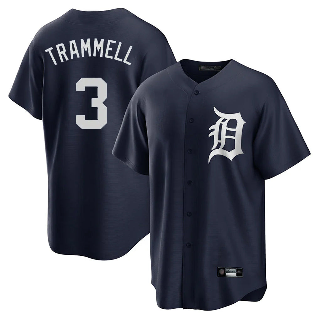 D.Tigers #3 Alan Trammell Player Navy Game Home Gdoa Stitched Jerseys