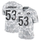 LA.Rams #53 Nate Landman Player Arctic Camo Salute To Service Limited Game Gdoa Stitched Jerseys