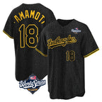 LA.Dodgers #18 Yoshinobu Yamamoto Player Black Gold World Series Limited Home Fdoa Stitched Jerseys