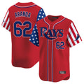 T.Bay Rays #62 Jonathan Aranda Player Red 2025 Independence Day Vapor Premier Limited Fdoa Stitched Jerseys